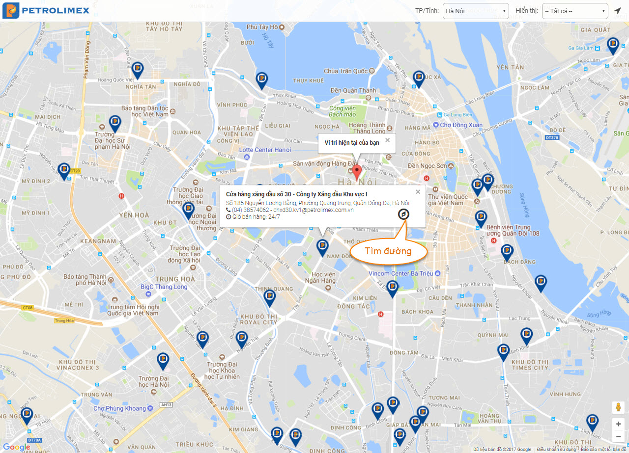 CHXD Petrolimex trên Google map :: Thông tin hoạt động SXKD :: Petrolimex (PLX) - Tập đoàn Xăng dầu Việt Nam