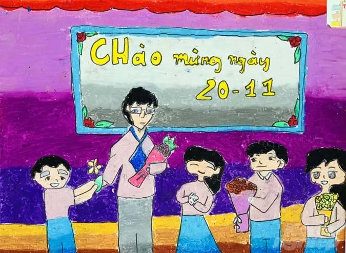 101 bức tranh 20/11 vẽ thầy cô giáo và mái trường đơn giản đẹp nhất