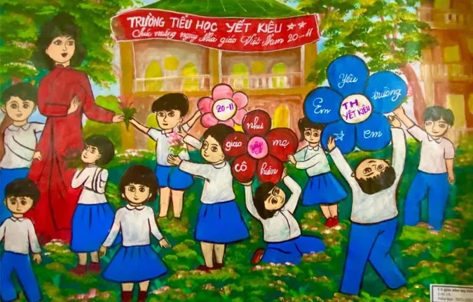 101 bức tranh 20/11 vẽ thầy cô giáo và mái trường đơn giản đẹp nhất