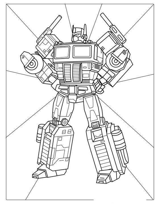 Tranh tô màu Optimus Prime siêu ngầu cho bé tập tô