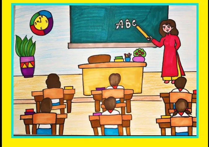 101 bức tranh 20/11 vẽ thầy cô giáo và mái trường đơn giản đẹp nhất