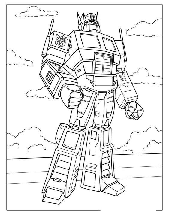 Tranh tô màu Optimus Prime siêu ngầu cho bé tập tô