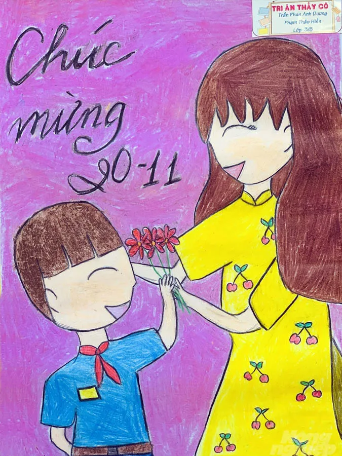 101 bức tranh 20/11 vẽ thầy cô giáo và mái trường đơn giản đẹp nhất