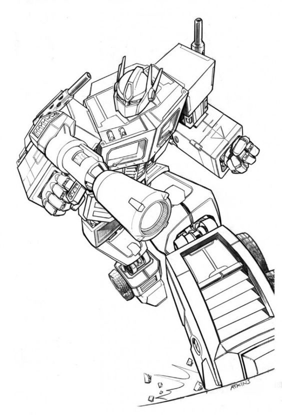 Tranh tô màu Optimus Prime siêu ngầu cho bé tập tô
