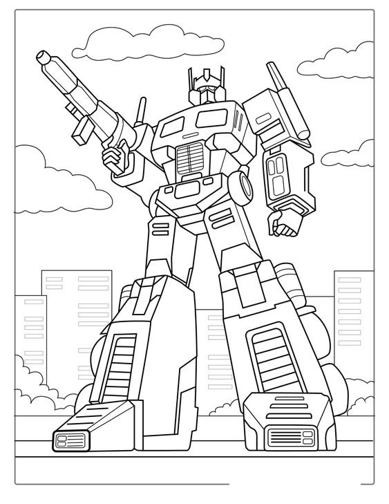 Tranh tô màu Optimus Prime siêu ngầu cho bé tập tô