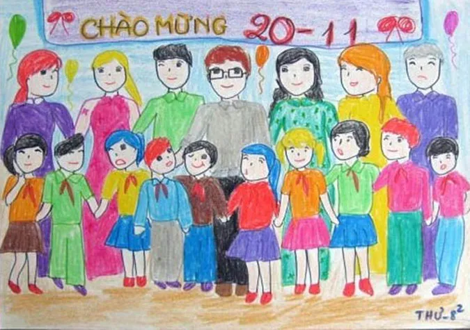 101 bức tranh 20/11 vẽ thầy cô giáo và mái trường đơn giản đẹp nhất
