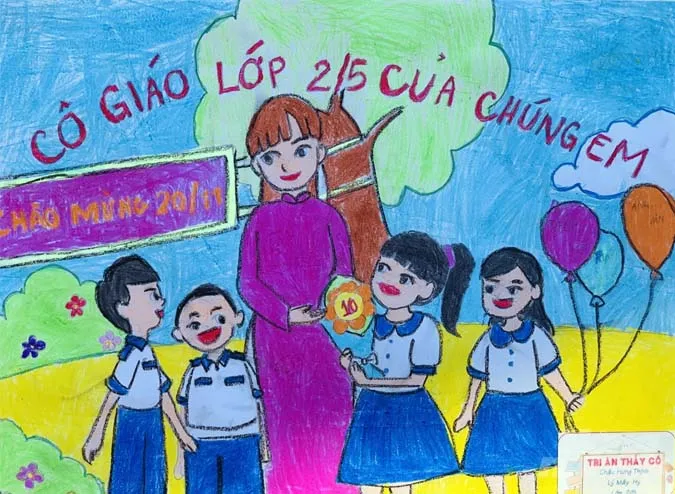 101 bức tranh 20/11 vẽ thầy cô giáo và mái trường đơn giản đẹp nhất