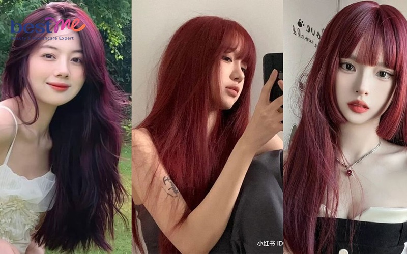Tham khảo kiểu nhuộm màu tóc đen ánh đỏ tôn nét dịu dàng cho bạn
