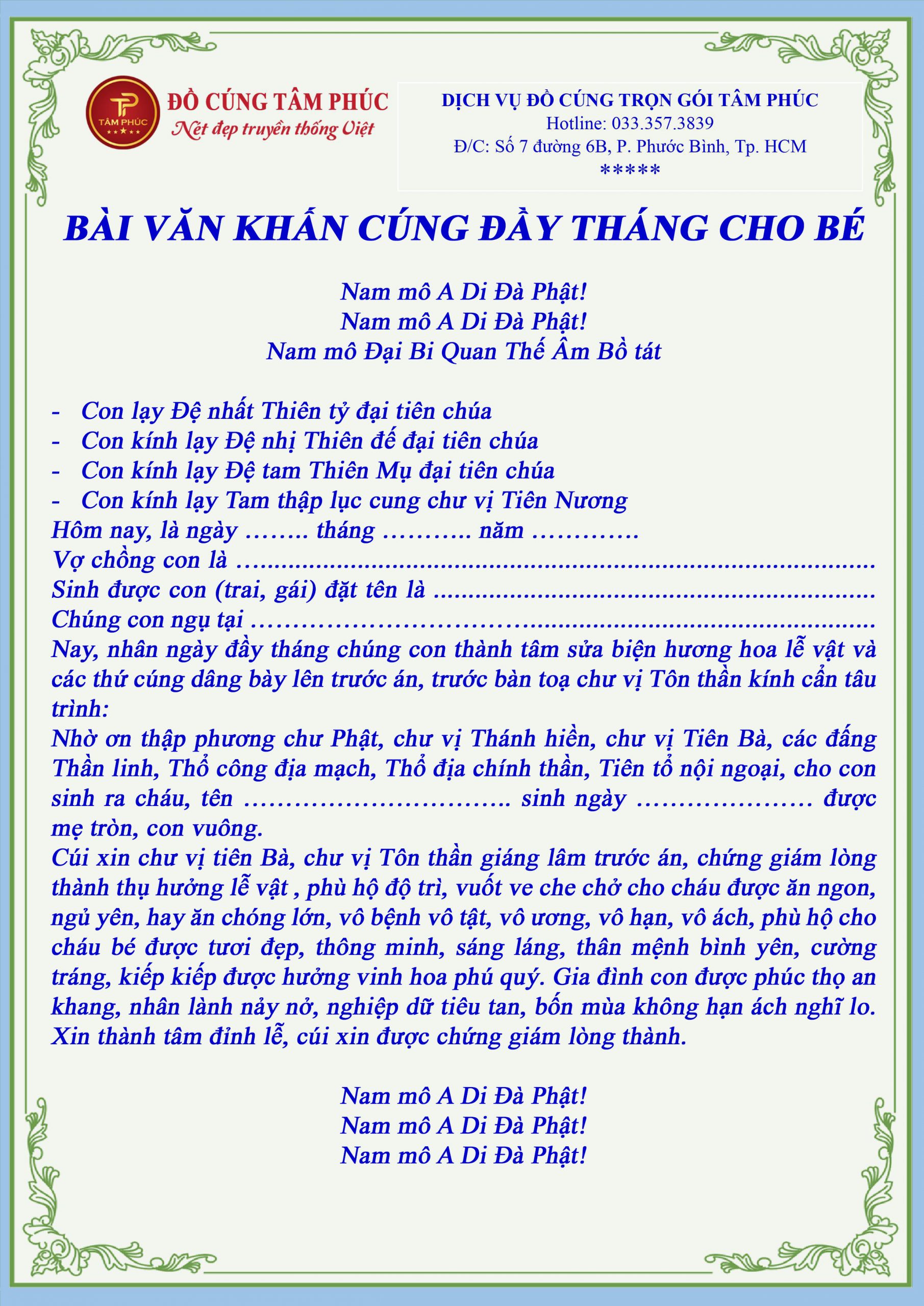 Mâm lễ đầy tháng cho bé trai miền Bắc