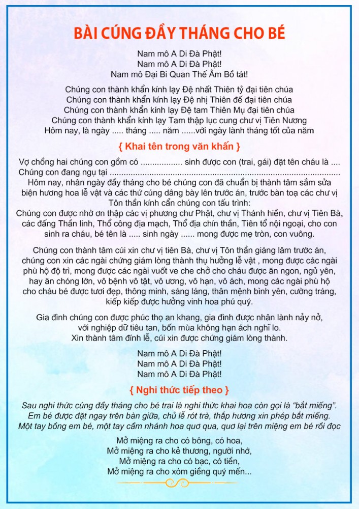 Mâm cúng đầy tháng bé gái