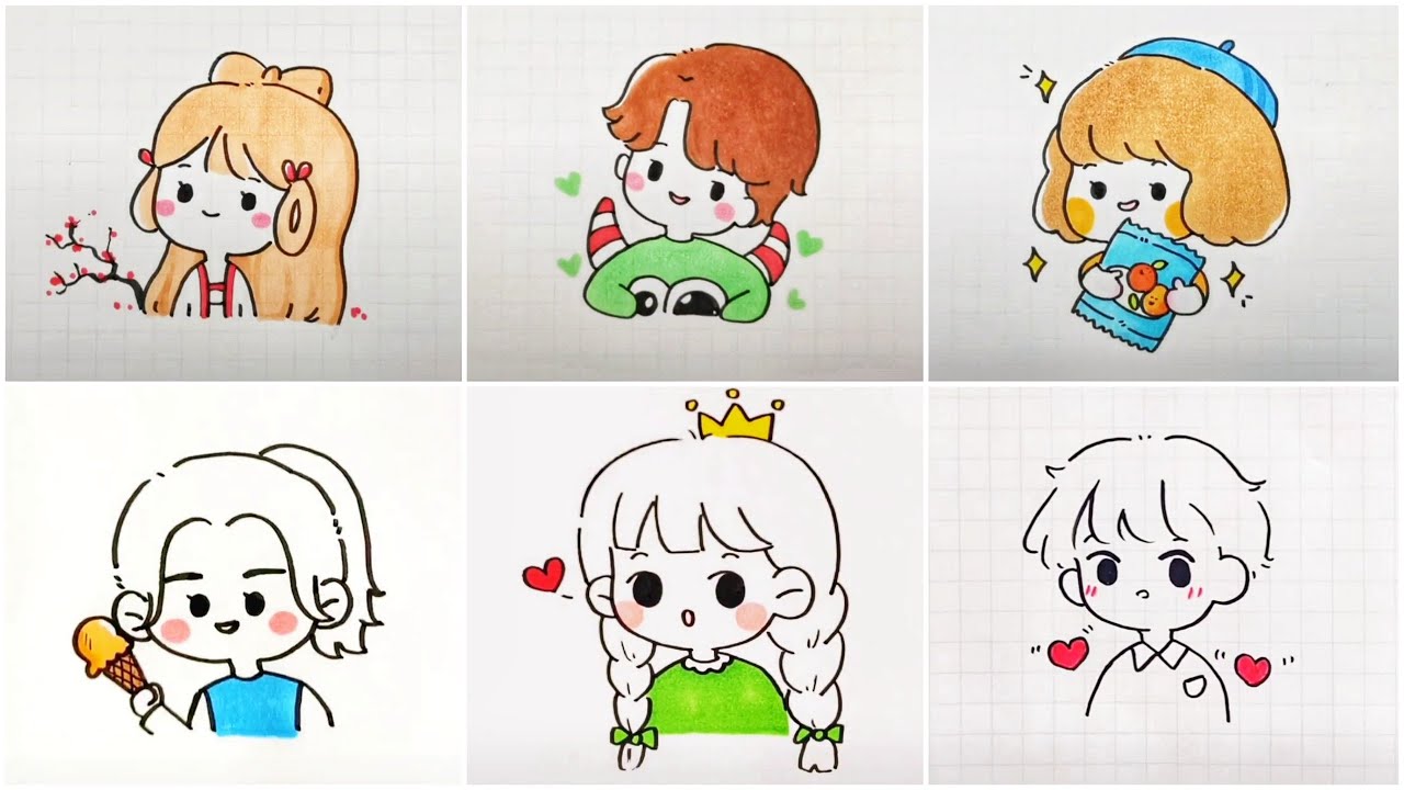 Bức tranh chibi dễ thương và đơn giản - Hình chibi xinh xắn, dễ vẽ