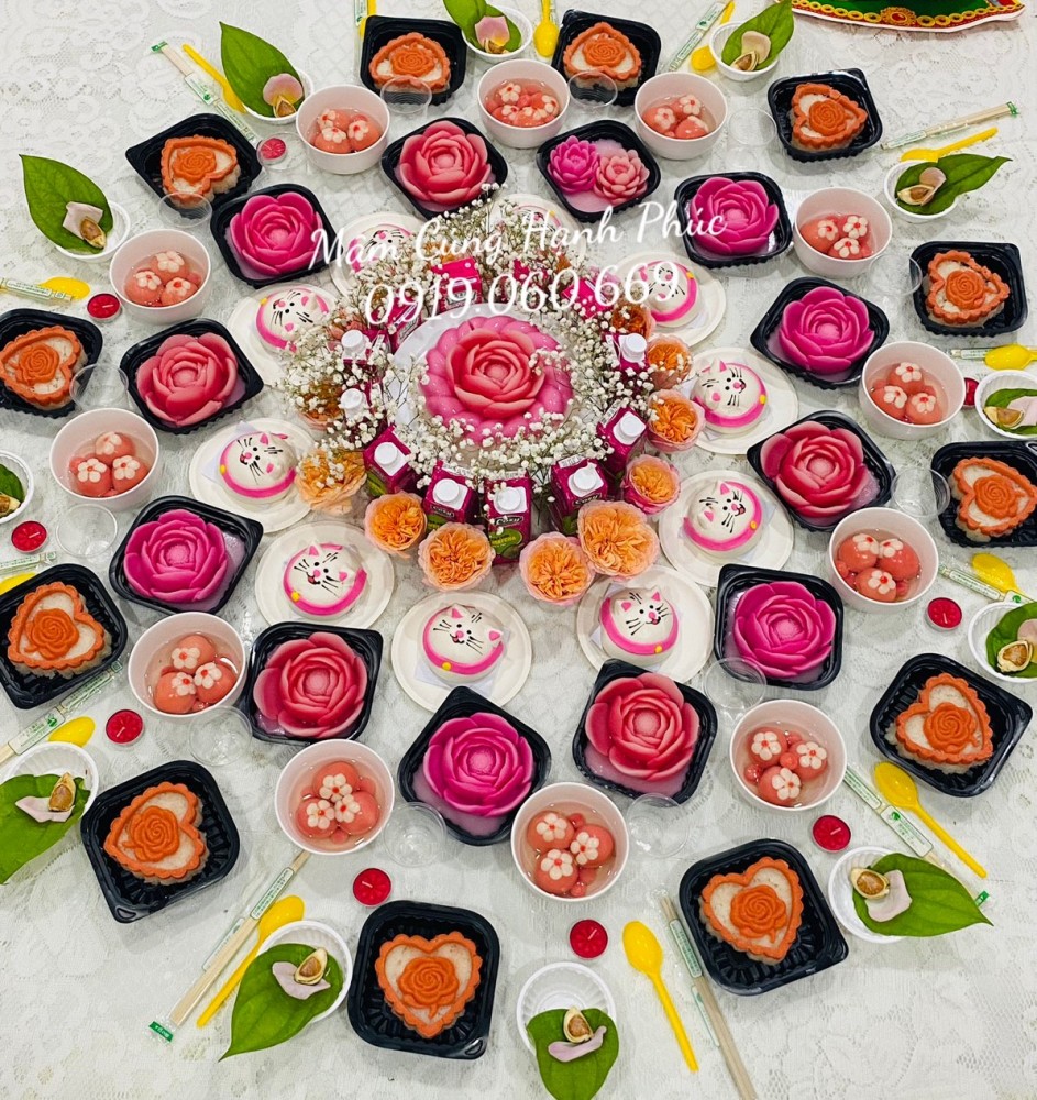 Mâm cúng đầy tháng bé gái