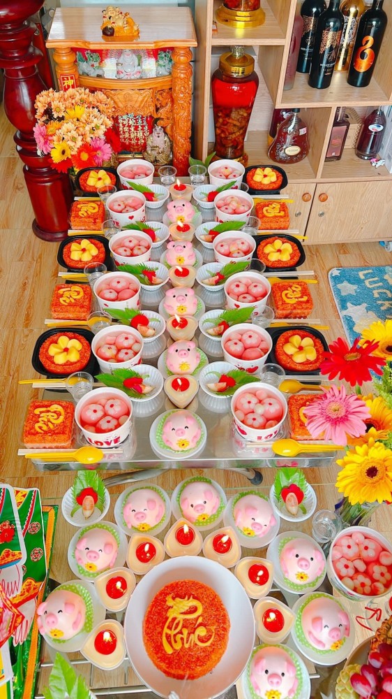 Mâm cúng đầy tháng bé gái