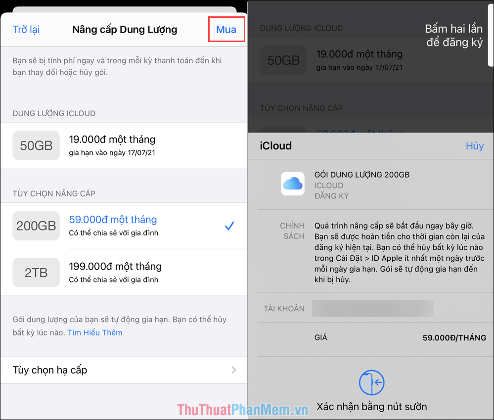 Xác định dung lượng iCloud