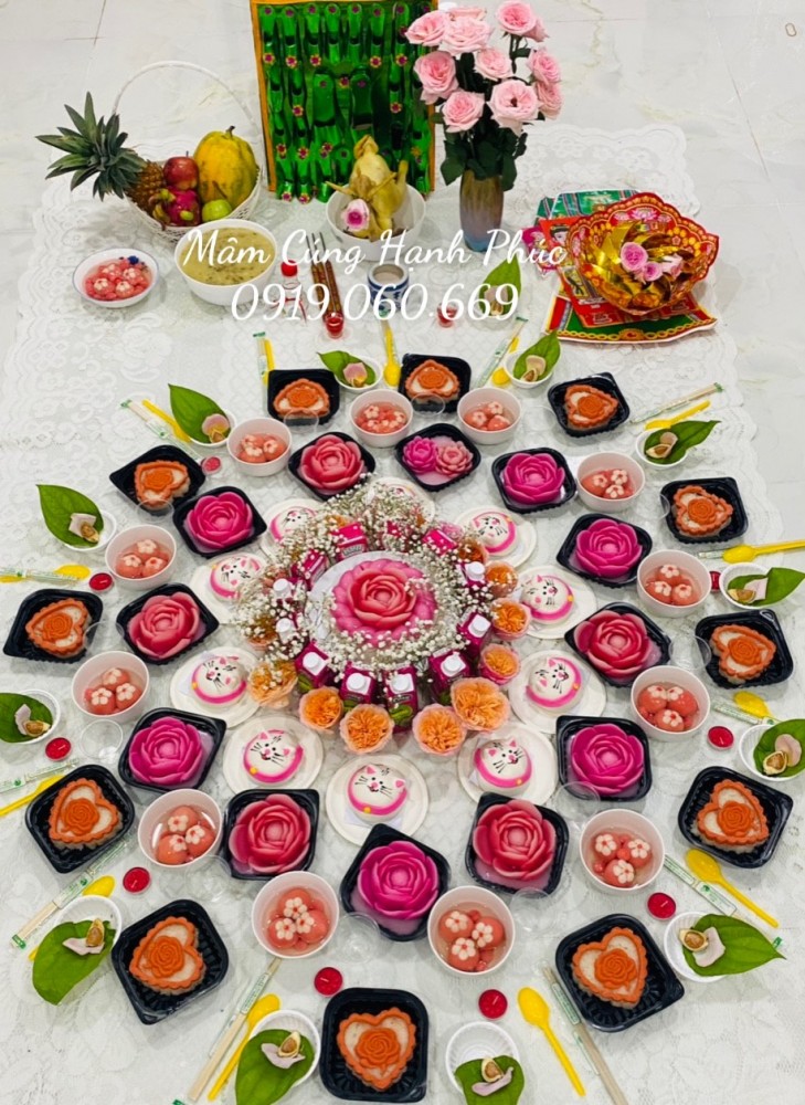Mâm cúng đầy tháng bé gái