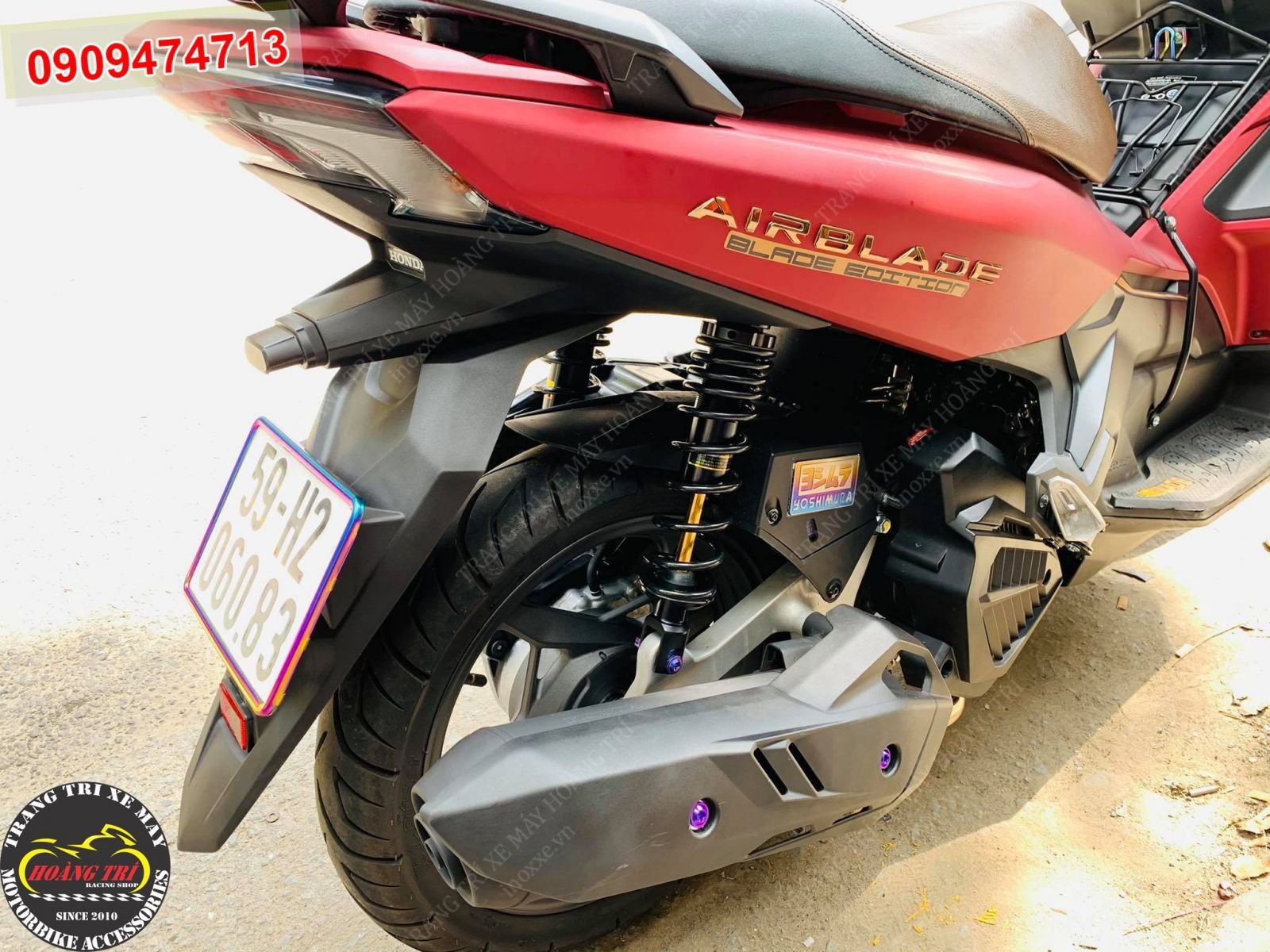 Phuộc sau Racing Boy Series C lò xo đen ti vàng không bình dầu cho xe Airblade