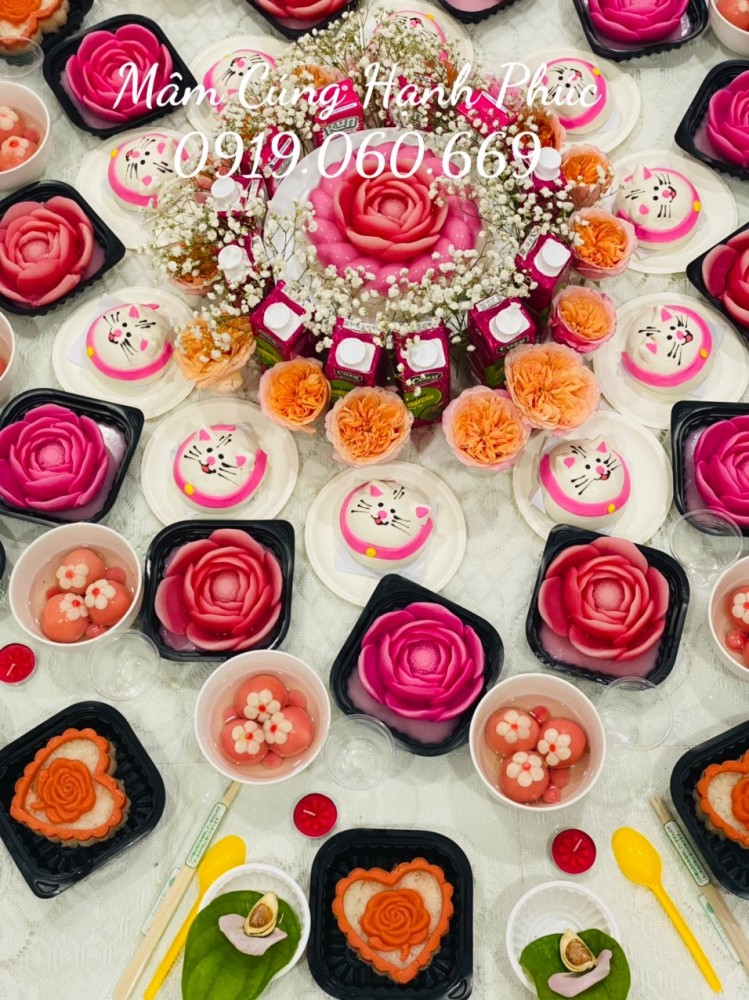 Mâm cúng đầy tháng bé gái